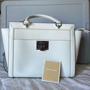MICHAEL MICHAEL KORS Medium White Leather Satchel